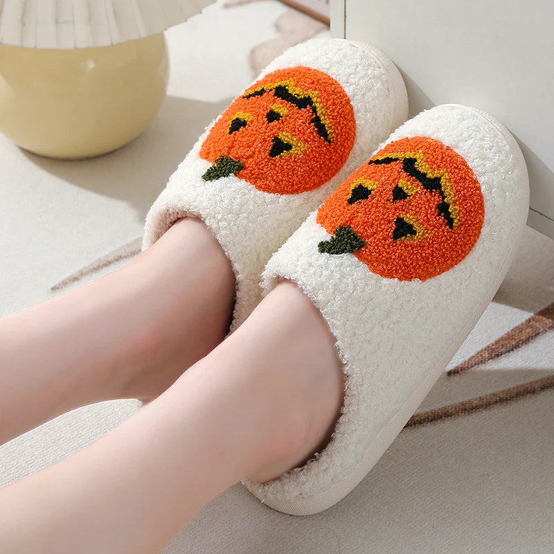 Halloween Pumpkin Cartoon Slippers Warm Winter Slippers Men and Women Couples Indoor House Shoes