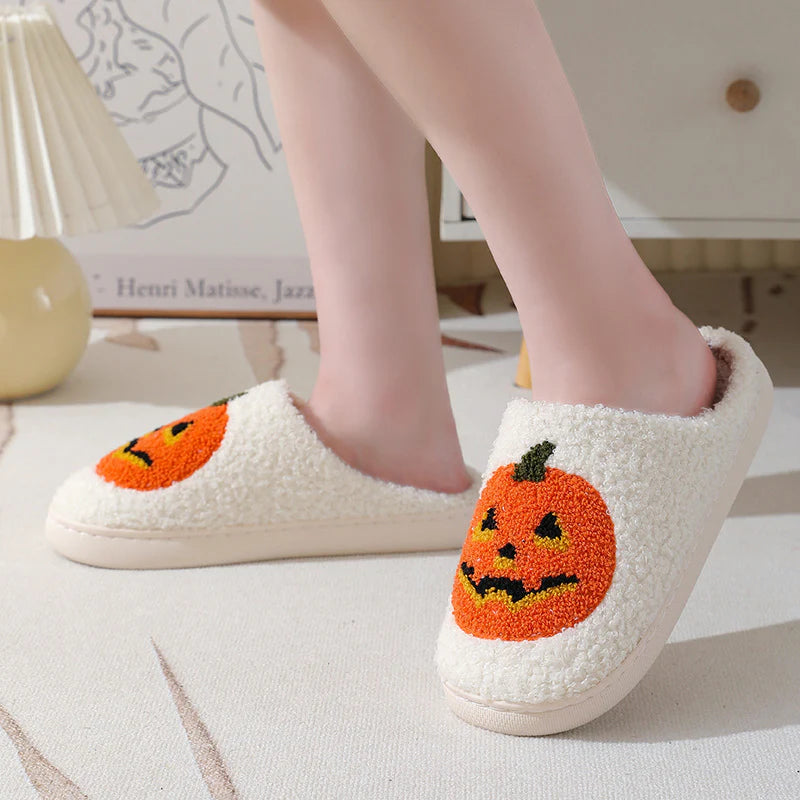 Halloween Pumpkin Cartoon Slippers Warm Winter Slippers Men and Women Couples Indoor House Shoes