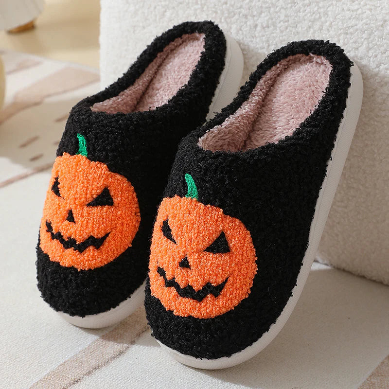 Halloween Pumpkin Cartoon Slippers Warm Winter Slippers Men and Women Couples Indoor House Shoes