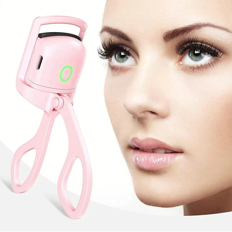 New!!Product Mini Portable Heating Pink Heater Eyelash Curler Kit Electric Heated Eyelash Curler with Charger Usb